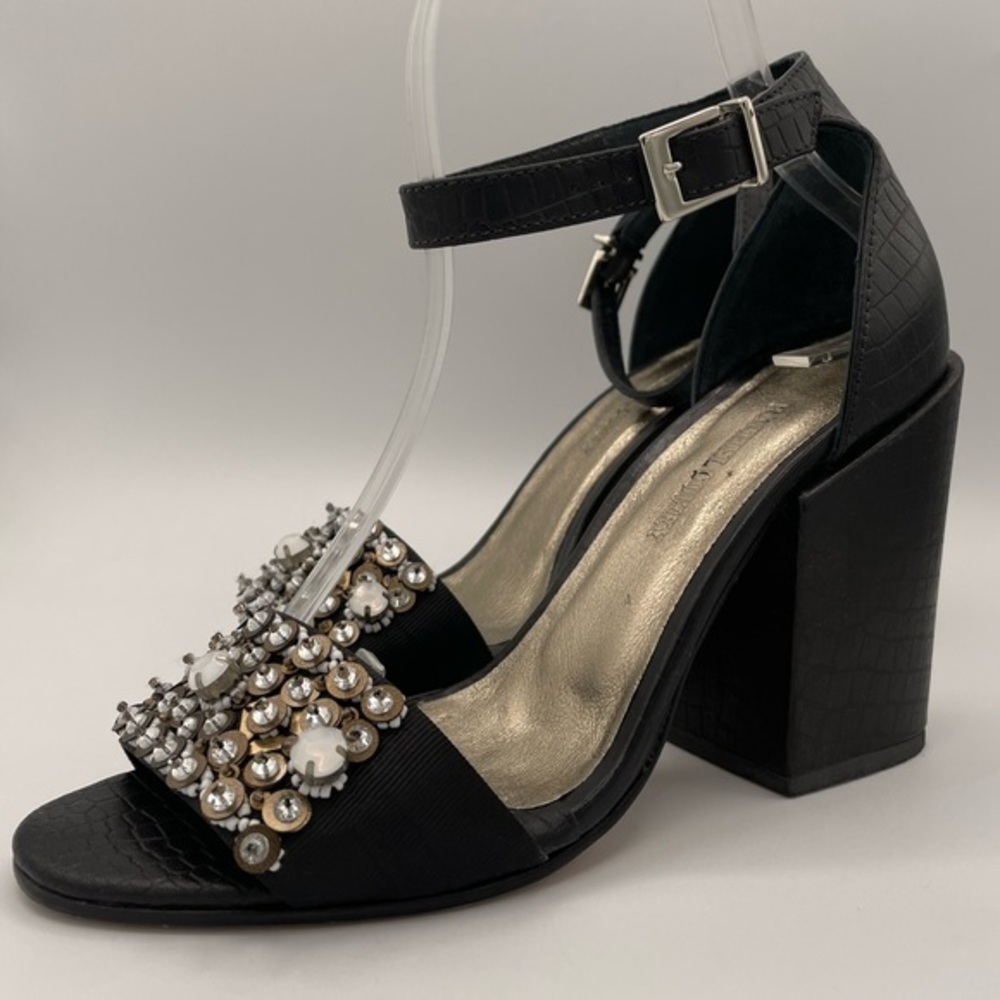 RACHEL COMEY Coppa Beaded Block Heel Sandals | Statement | Black Embellished 7.5
